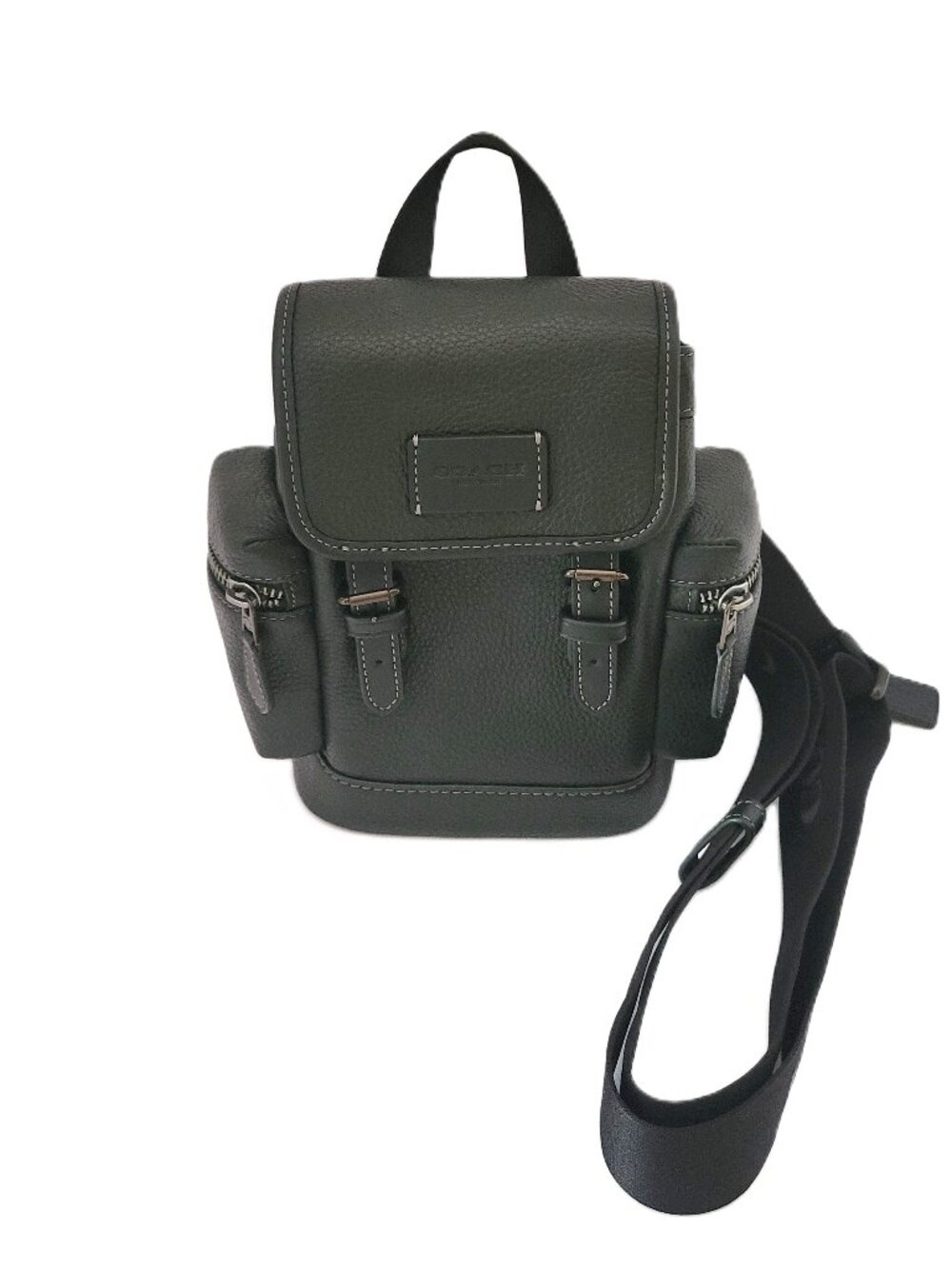 Coach CBF63 Sprint Sling Pack Pebbled Leather Small Messenger Bag Black